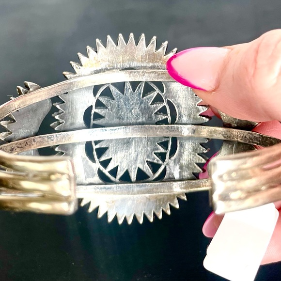 Sterling Silver Genuine Opal Petite Needlepoint Cuff - Picture 4 of 7